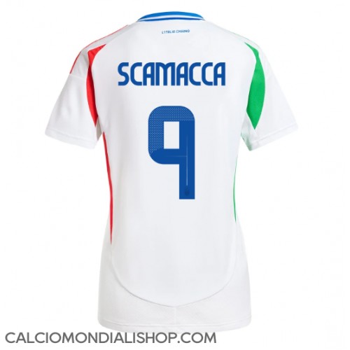 Maglie da calcio Italia Gianluca Scamacca #9 Seconda Maglia Femminile Europei 2024 Manica Corta